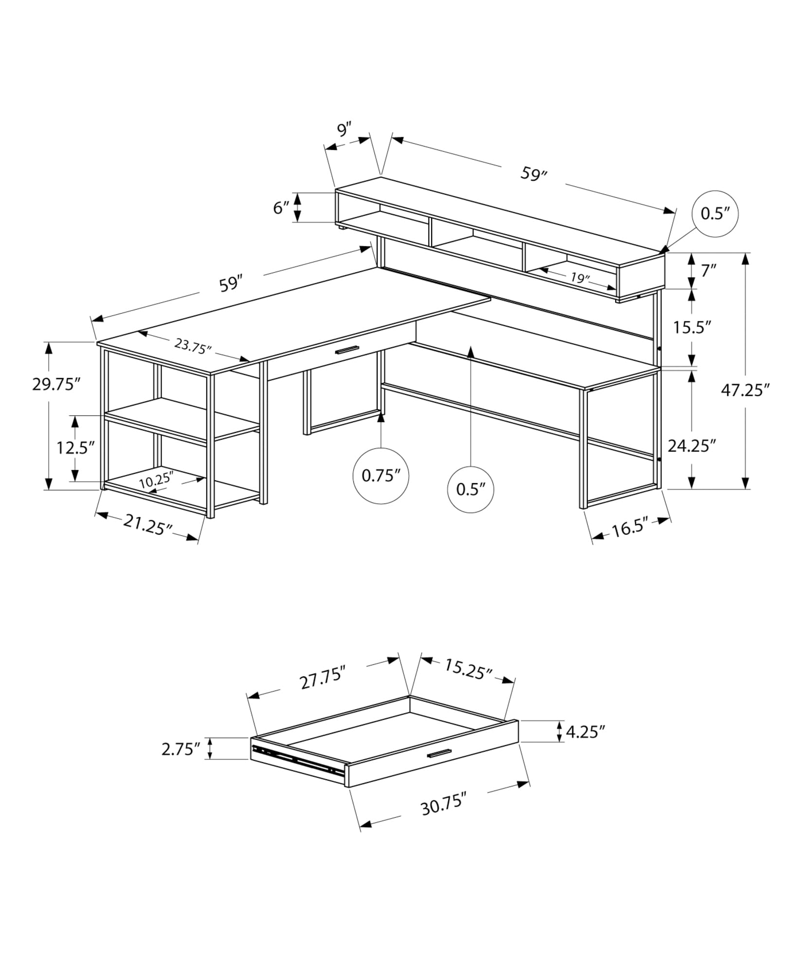Amazon.com: Monarch Specialties Workstation for Home & Office with